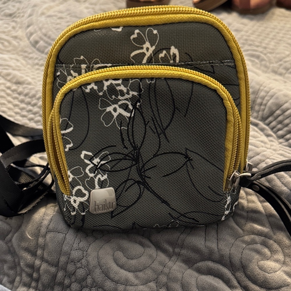 Haiku Mini Bag - Green with Yellow Trim Crossbody